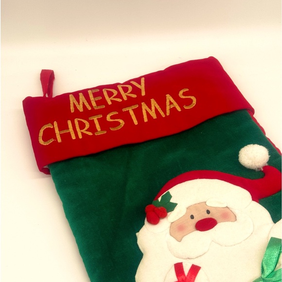 MERRY CHRISTMAS 3-D SANTA PHOTO INSERT STOCKING - Picture 3 of 4